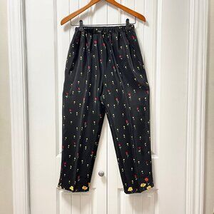 Vintage Floral Trouser Pants Black